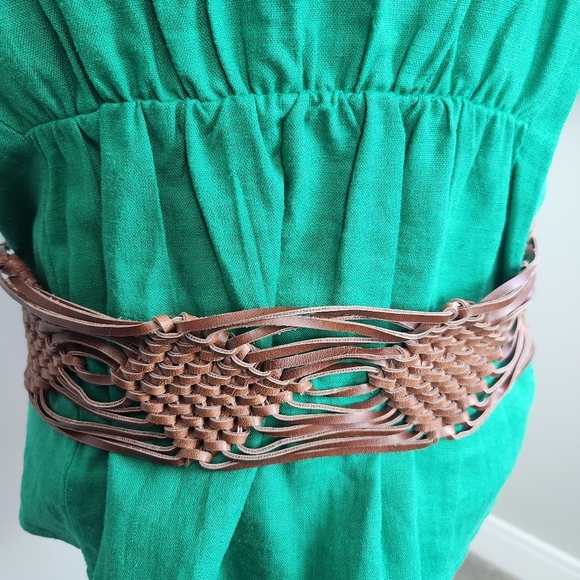 Vegan Leather Y2K Chunky Woven Belt Size L 2000s - Picture 2 of 12